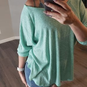 Mint Ribbed Blouse
